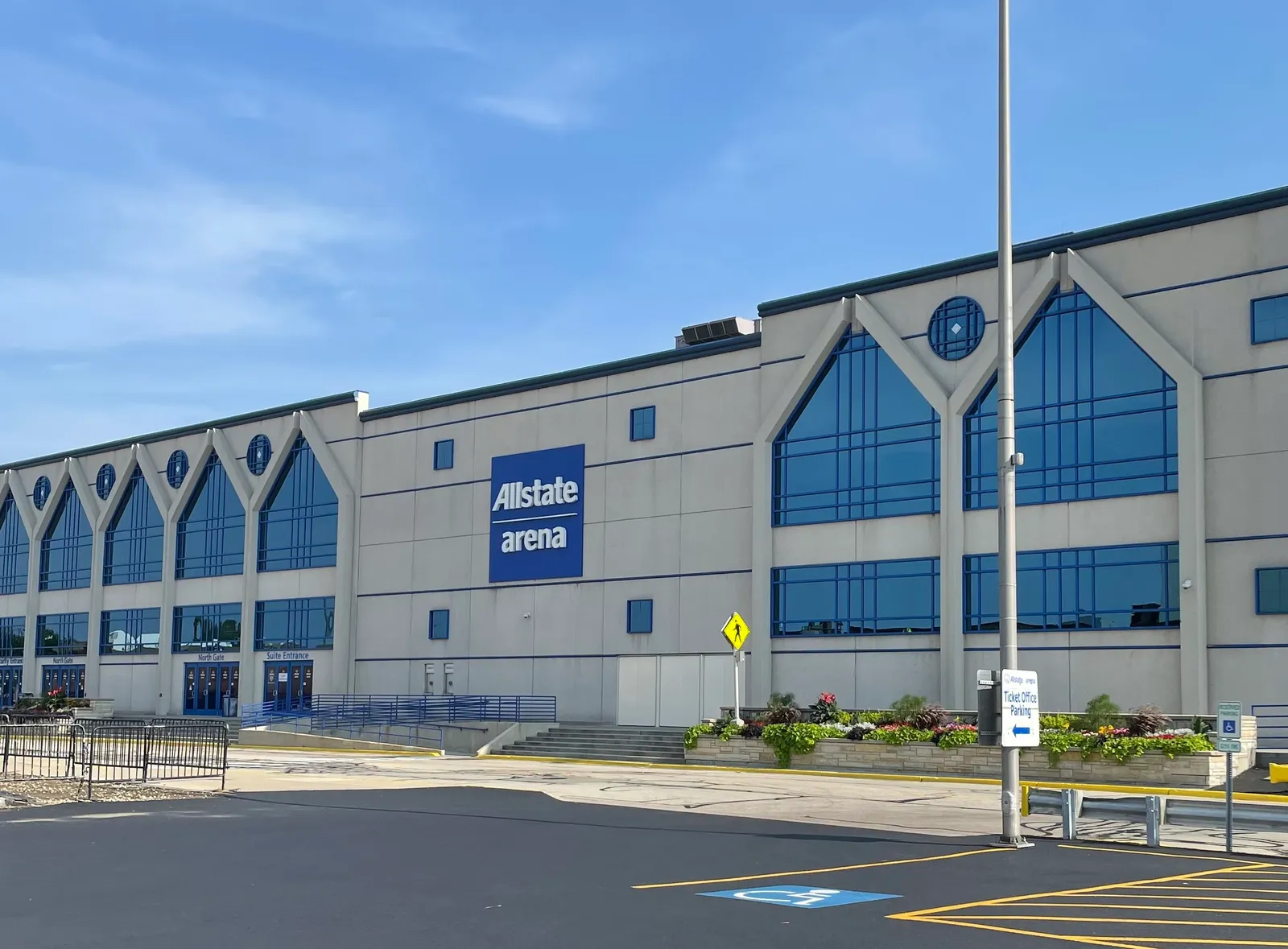 The exterior of Allstate Arena in Rosemont, Illinois